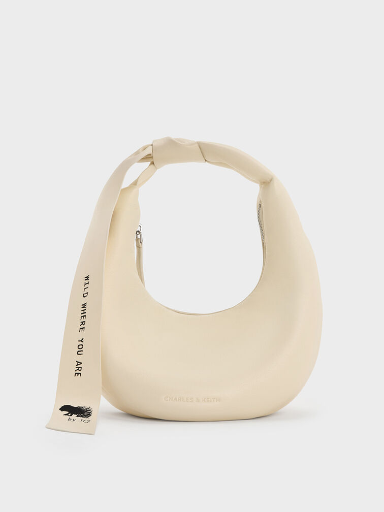 Micro Toni Knotted Crescent Hobo Bag, Chalk, hi-res