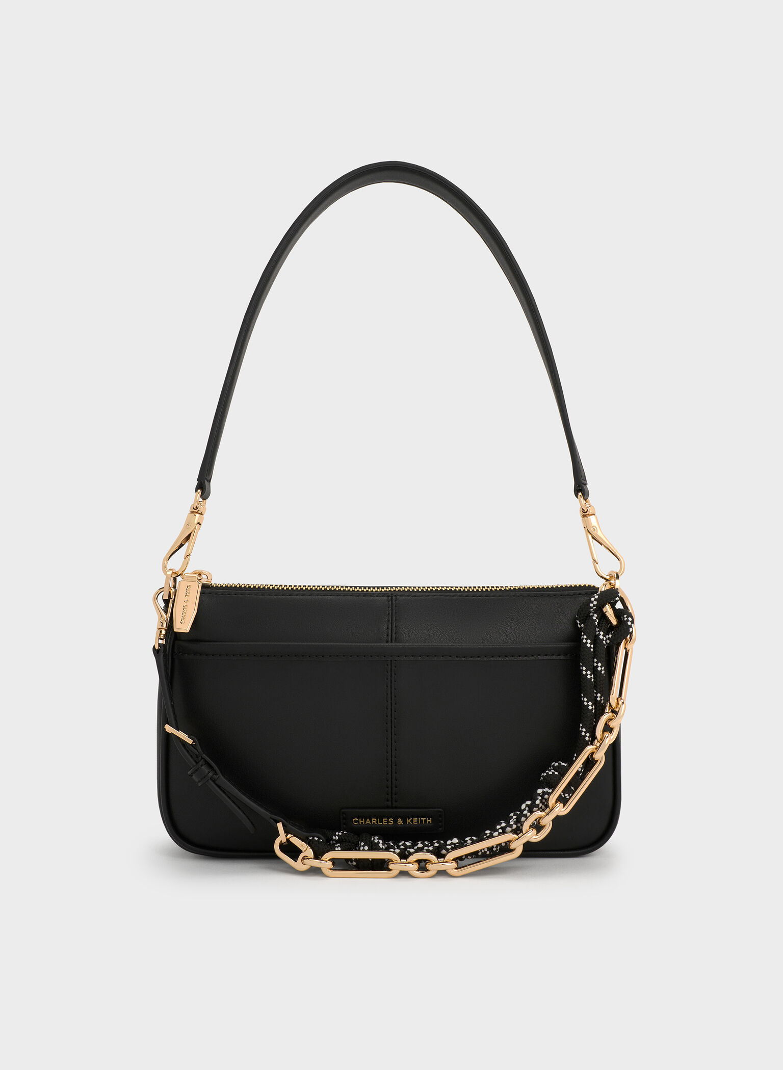 Bolsa de Ombro Addison com Corda aos Nós, Black, hi-res