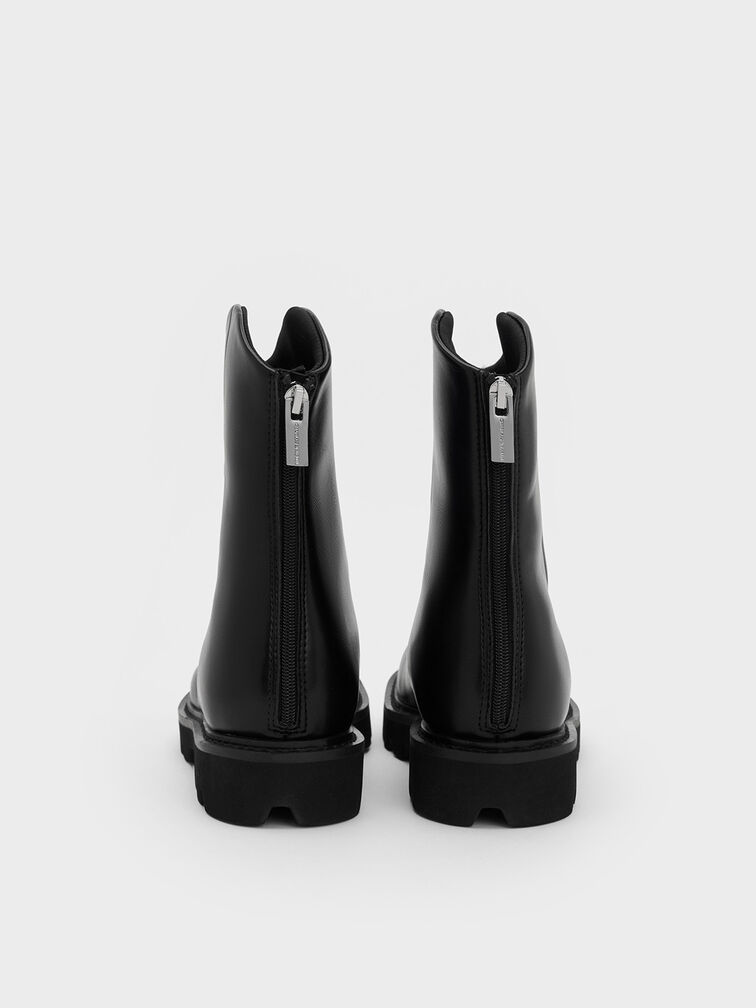Girls' Chunky Ankle Boots, Black, hi-res