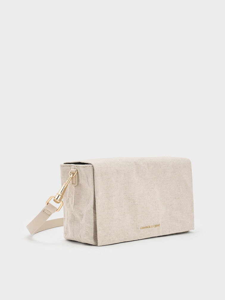 Bolso cruzado Matina de lona, Beige, hi-res