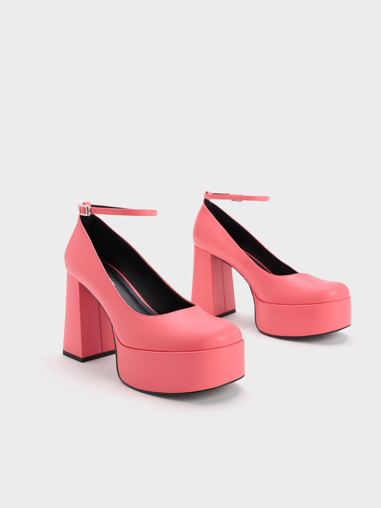 Ankle-Strap Platform Pumps, Pink, hi-res