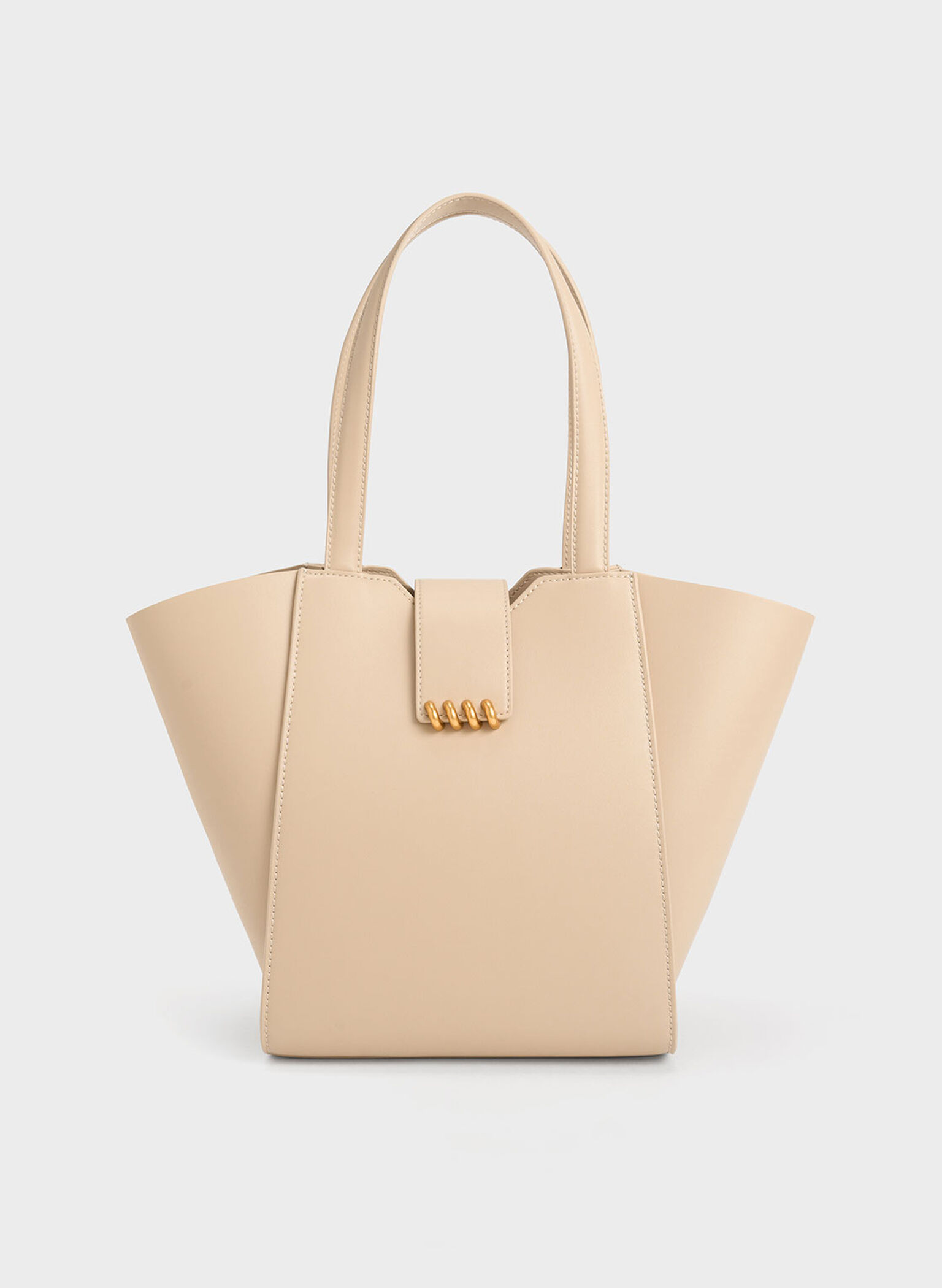Osiris Metallic Accent Trapeze Tote, Beige, hi-res