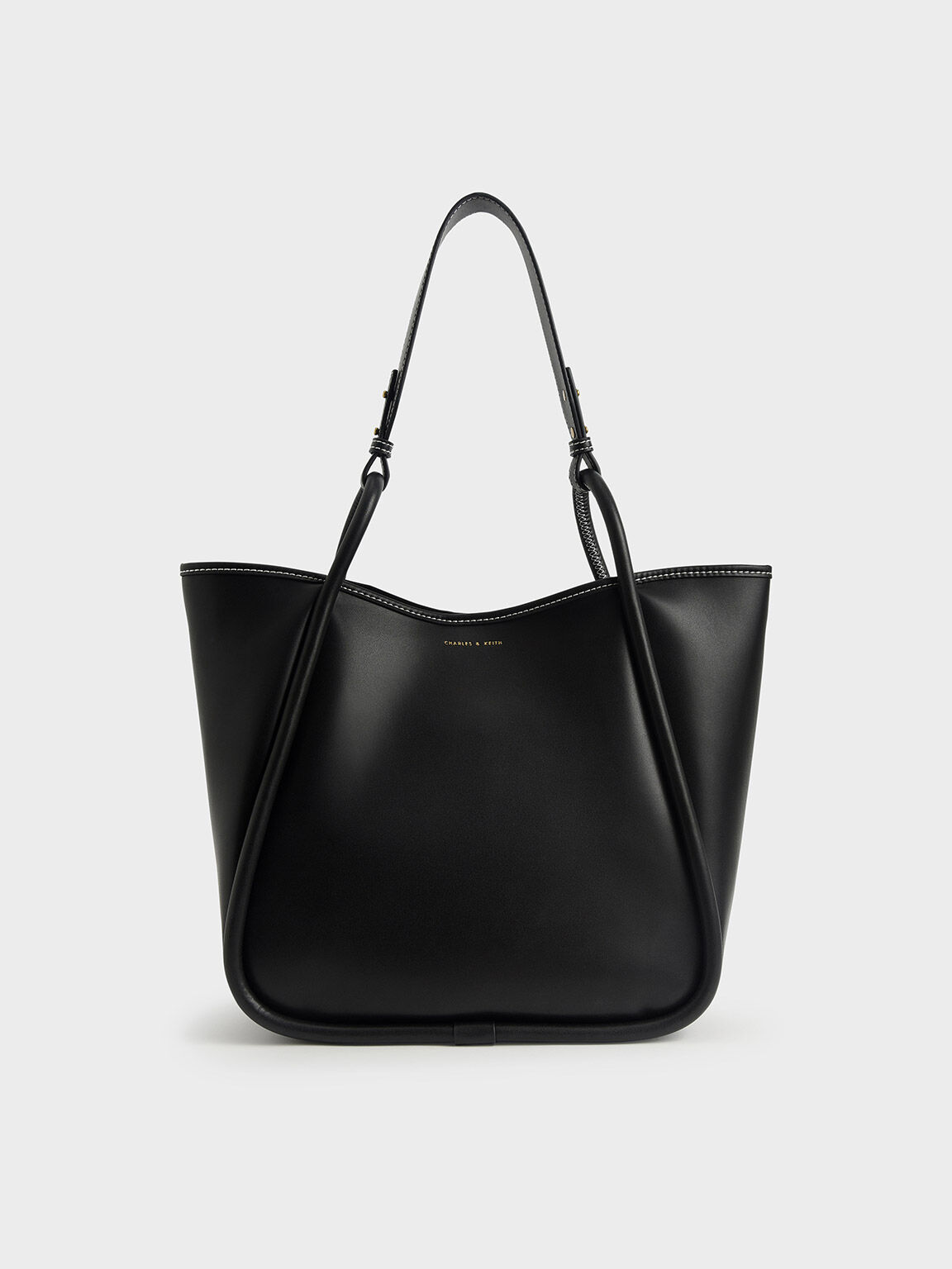 Large Stitch-Trim Slouchy Tote Bag - Black