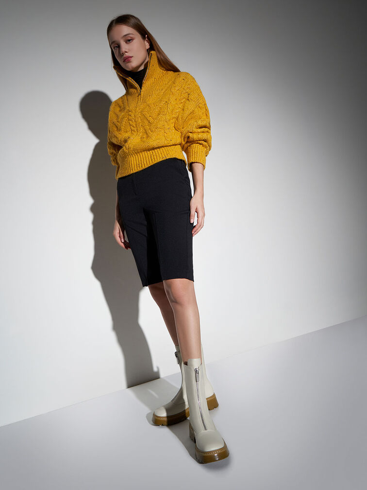 Billie Front-Zip Ankle Boots​, Chalk, hi-res