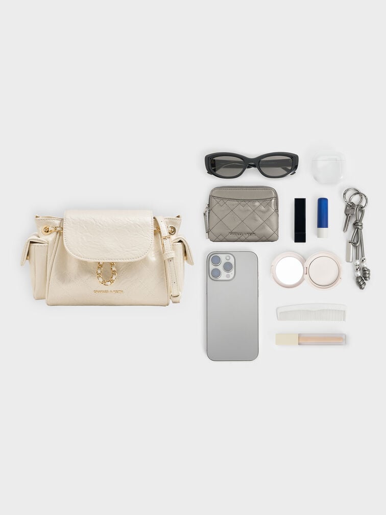 Duo Quilted Two-Way Front Flap Backpack, Cream, hi-res