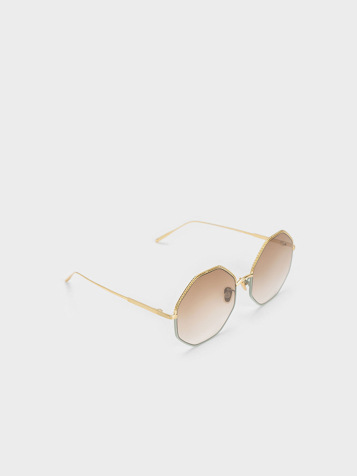 Hexagonal Wire-Frame Sunglasses, Mint Green, hi-res