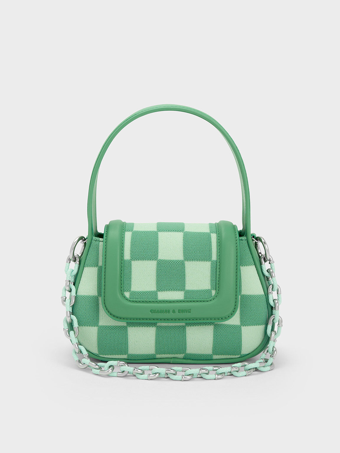 Shiloh Checkerboard Top Handle Bag, Green, hi-res