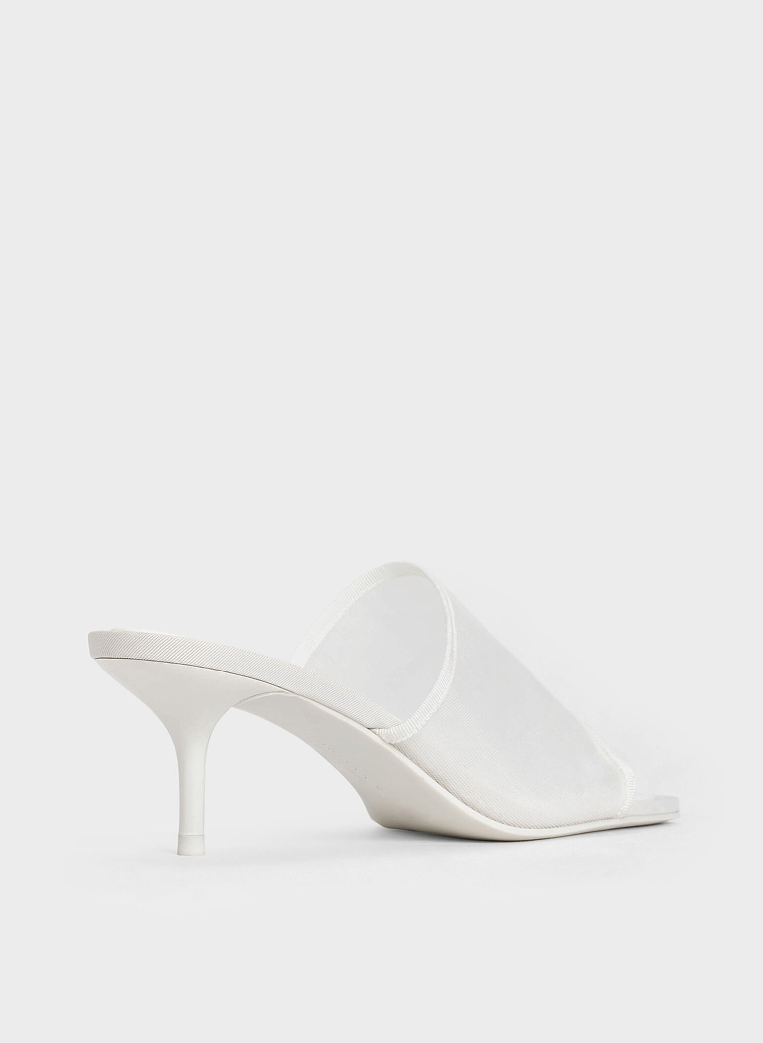 Mules de malla Loren con tacón bajo, Blanco, hi-res