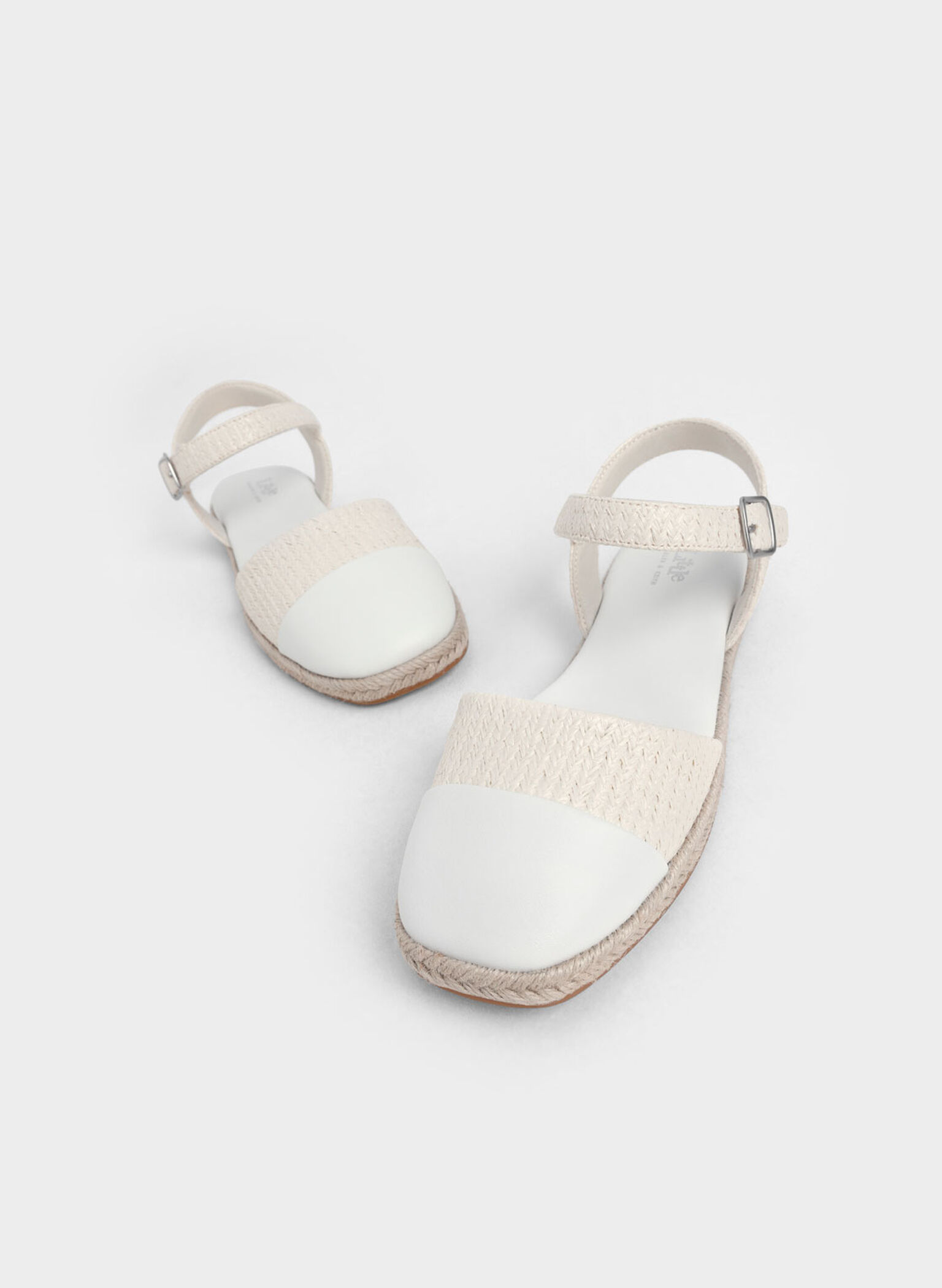 Girls' Two-Tone Ankle-Strap Espadrilles, Beige, hi-res