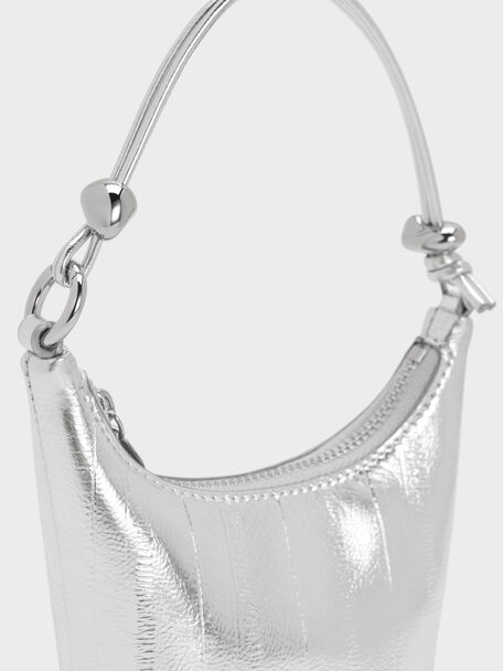 Micro Augustine Metallic Eel-Effect Bag, Silver, hi-res