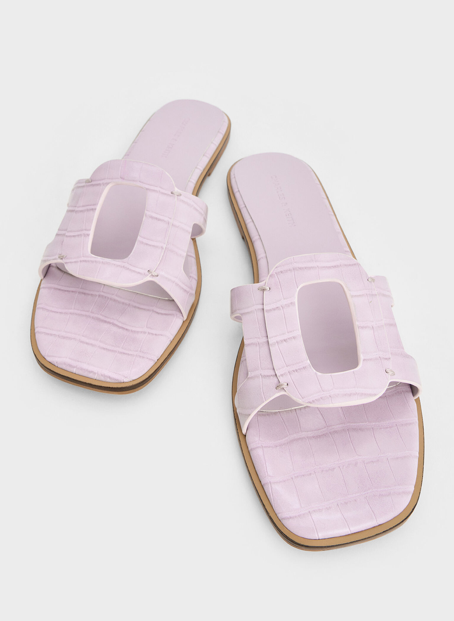 Easley Croc-Effect Cut-Out Slide Sandals, Animal Print Lilac, hi-res