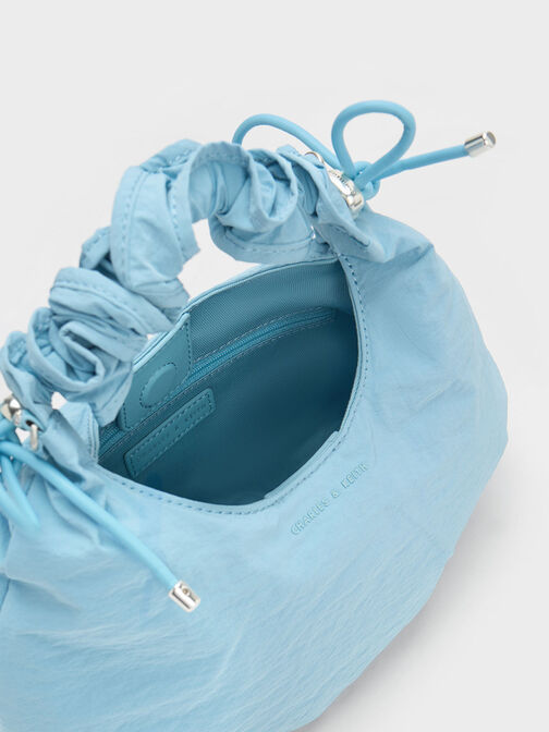 Maisy Ruched Nylon Bag, Light Blue, hi-res