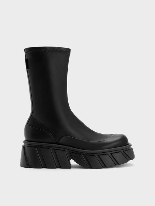 Aberdeen Side-Zip Platform Boots, Black, hi-res