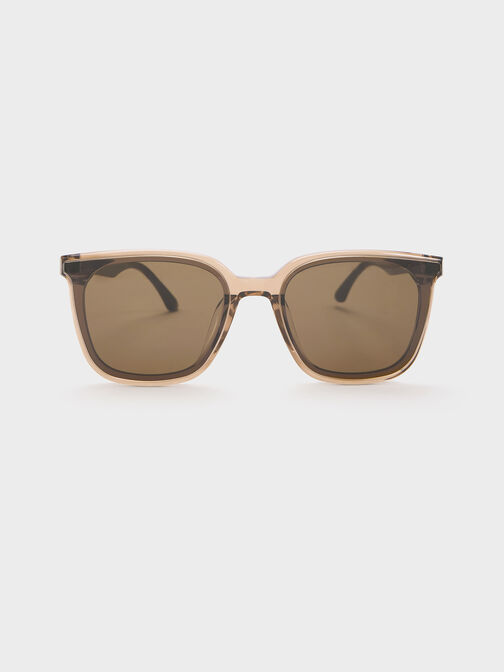 Maude Recycled Acetate Square Sunglasses, Chestnut Brown, hi-res