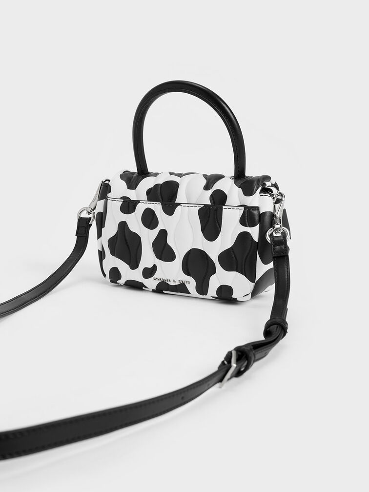 Iva Cow Print Boxy Top Handle Bag, Chalk, hi-res