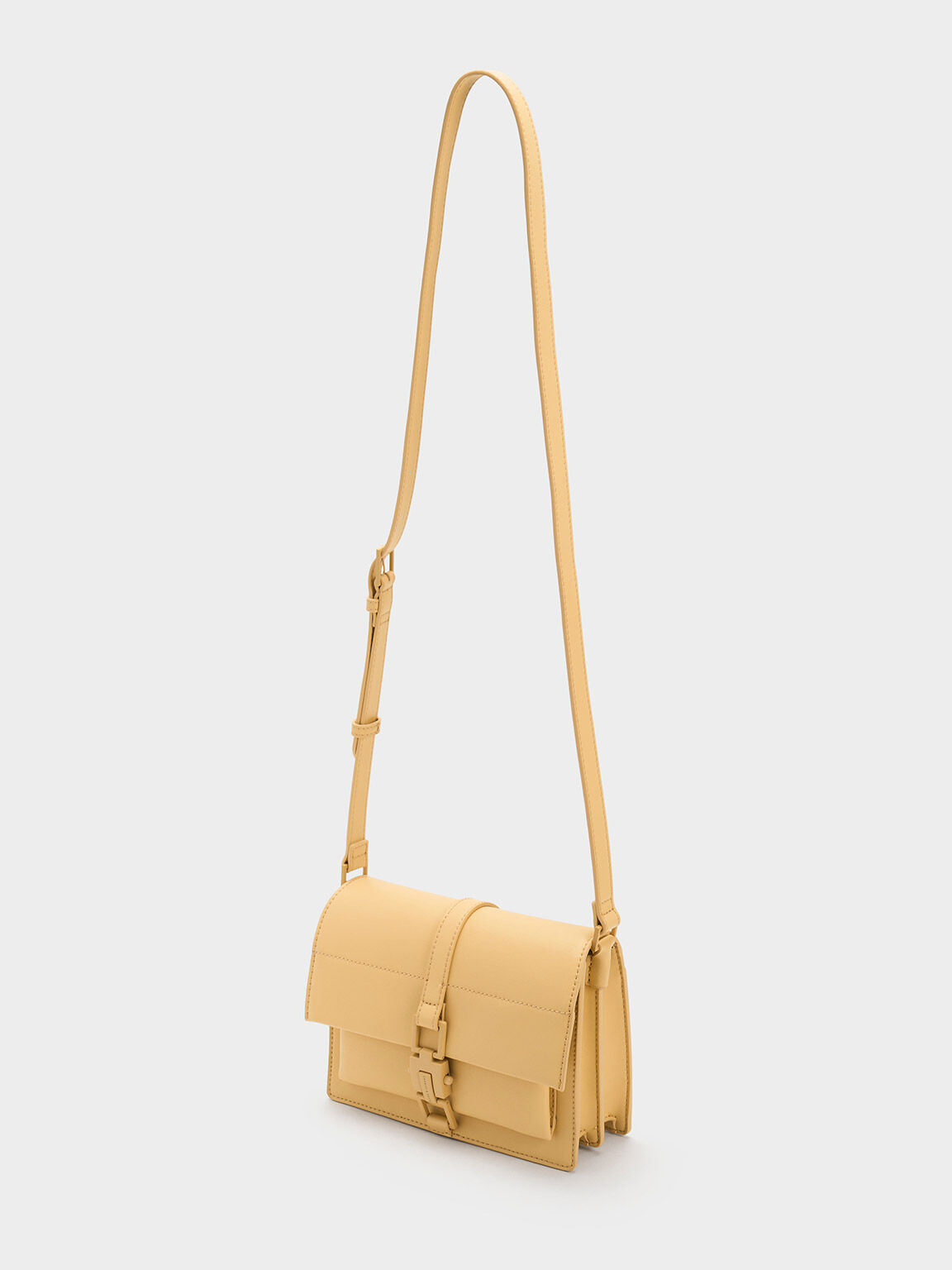 Dua Buckled Crossbody Bag, Beige, hi-res