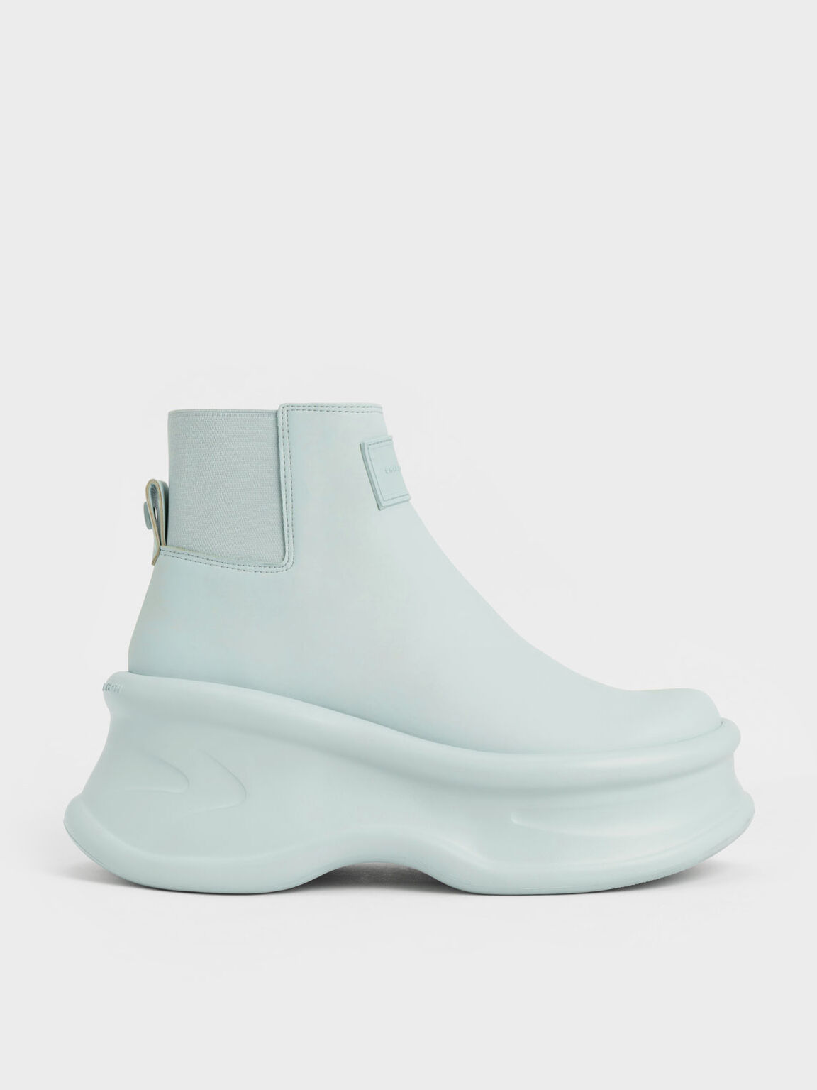 Curved Platform Ankle Boots, Mint Blue, hi-res