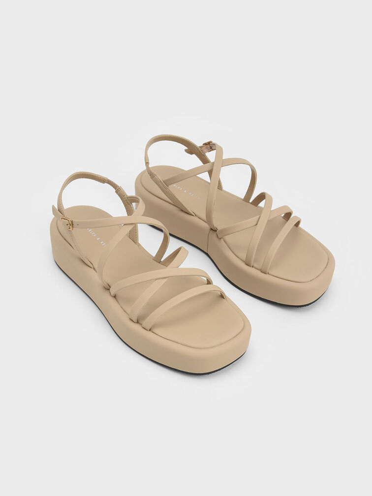 Strappy Padded Flatforms - Sand