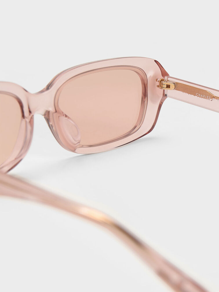 Aubrey Rectangular Recycled Acetate Sunglasses, Pink, hi-res