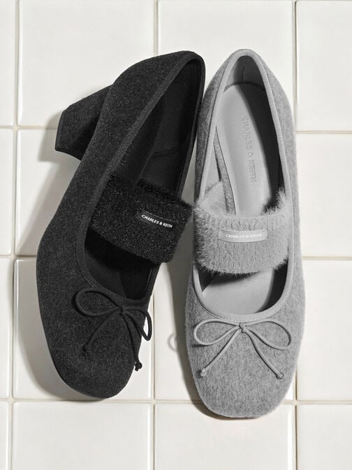 Winona Felt Mary Jane Pumps, Black Textured, hi-res