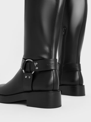 Davina Buckled Thigh-High Boots, Black, hi-res