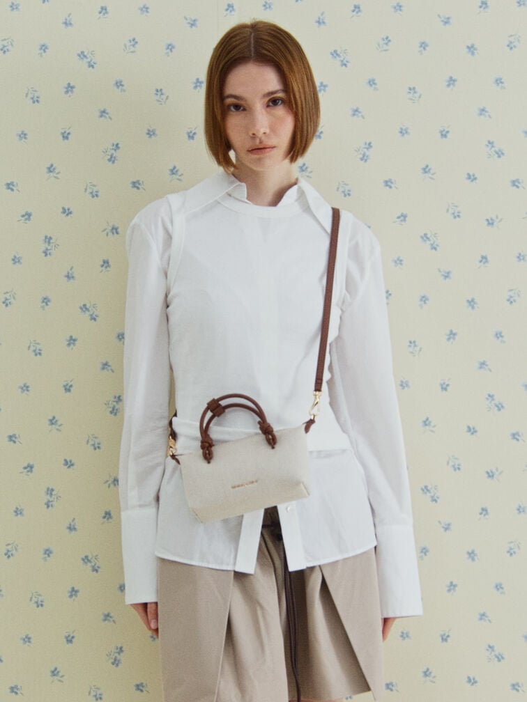 Sammie Canvas Knotted-Handle Tote Bag, Chocolate, hi-res