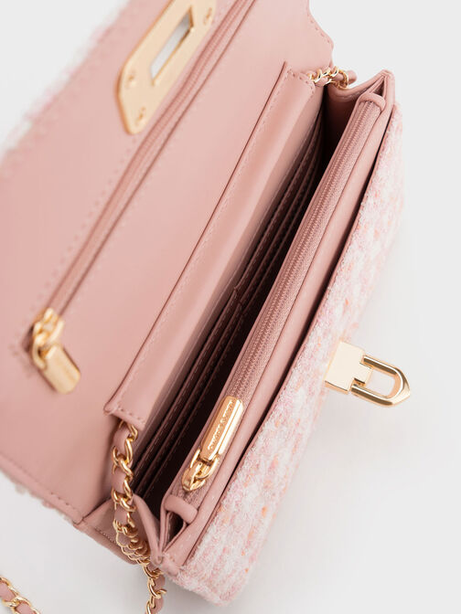 Cressida Tweed Push-Lock Clutch, Pink, hi-res