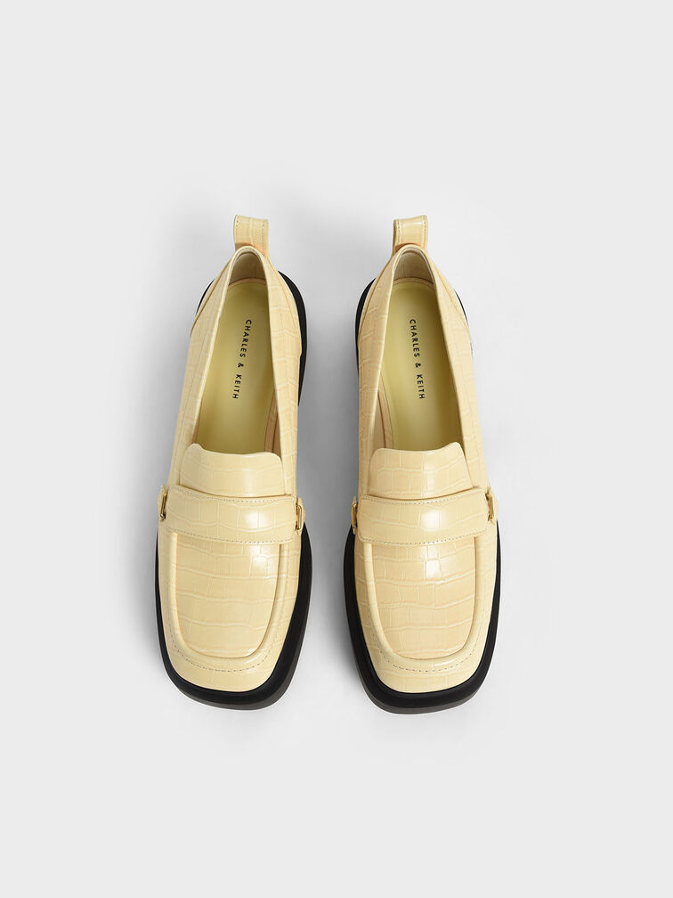 壓紋厚底樂福鞋, 黃色動物紋, hi-res