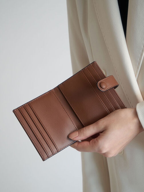 Snap Button Card Holder, Chocolate, hi-res