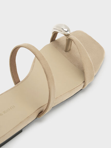 Raina Faux Suede Toe-Ring Sandals, Taupe, hi-res
