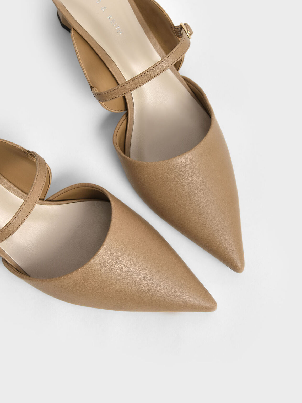 Front Strap Cone-Heel Mules, Camel, hi-res