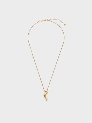 Delfina Dolphin Pendant Necklace, Gold, hi-res