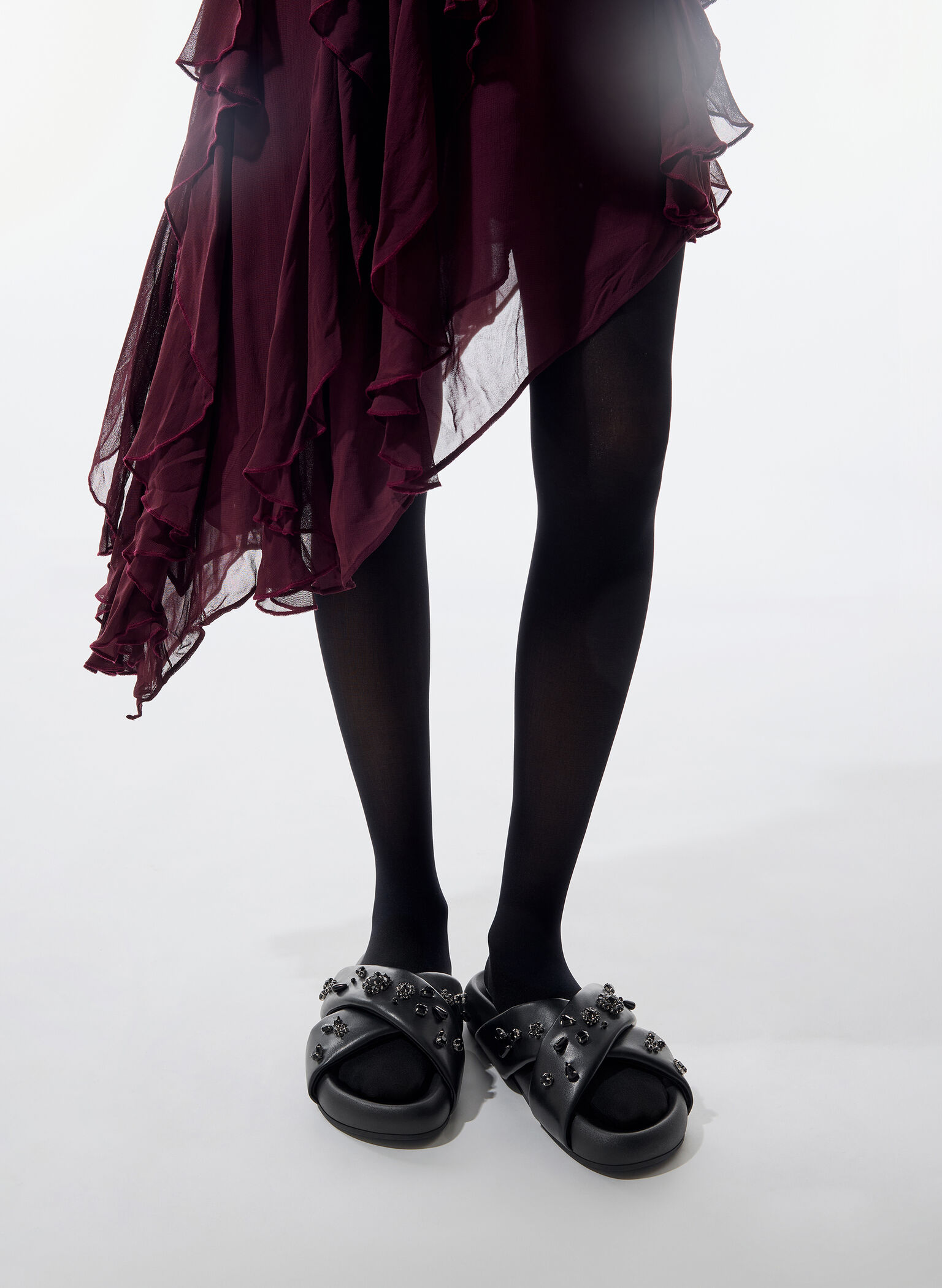 Gem & Pearl Flatform Sandals, Black, hi-res