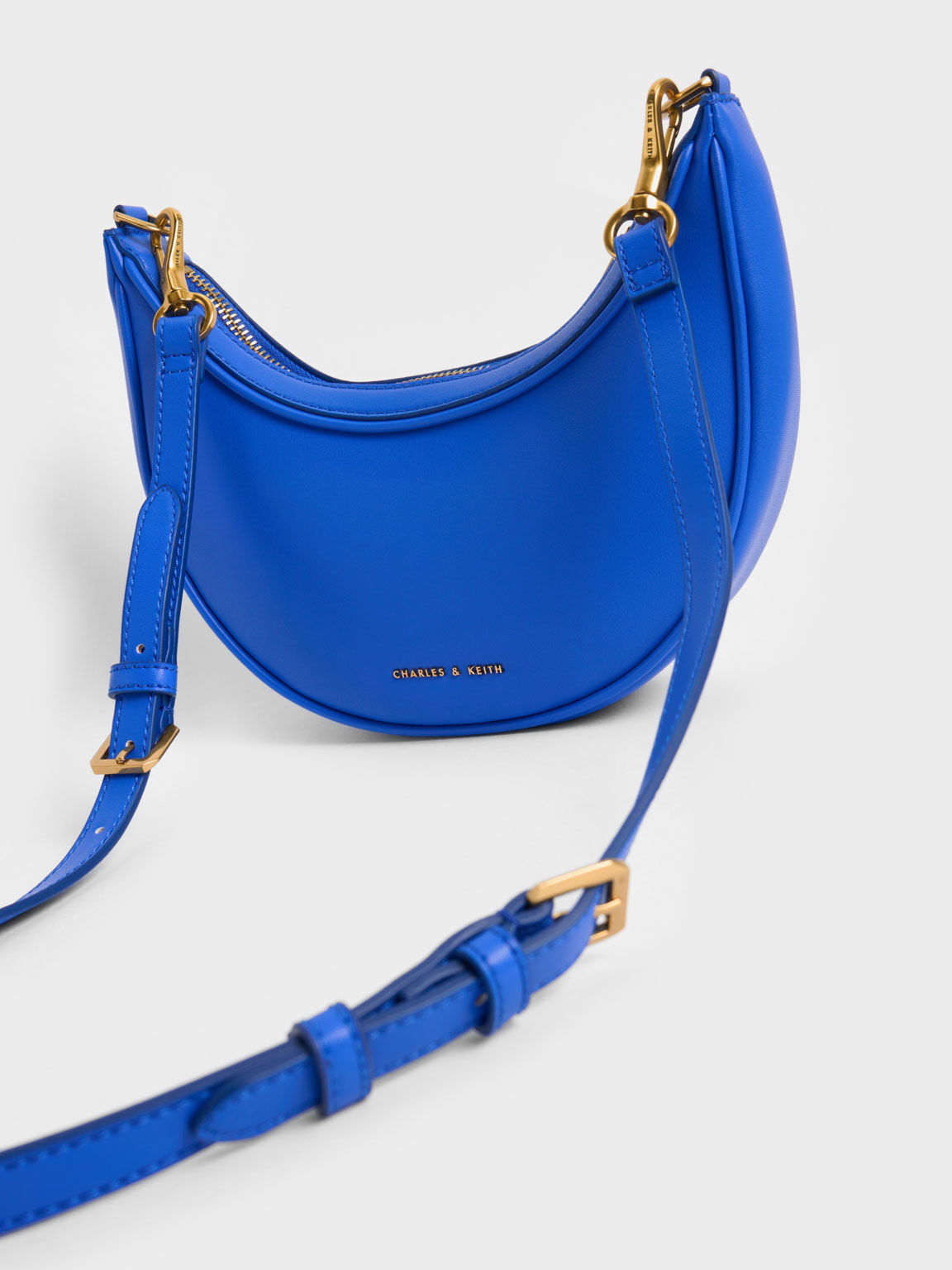 Bonnie Chain-Handle Crescent Bag, Cerulean, hi-res