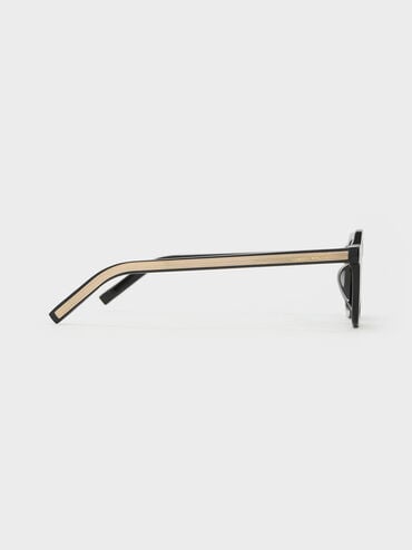 Leighton Recycled Acetate Square Sunglasses, Black, hi-res