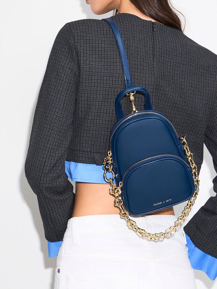 Minka Double Pocket Crossbody Bag, Navy, hi-res