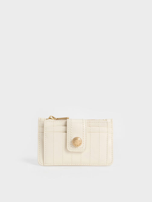 Donna Crinkle-Effect Panelled Card Holder, Cream, hi-res