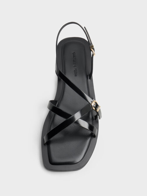Strappy Crossover Slingback Sandals, Black Box, hi-res