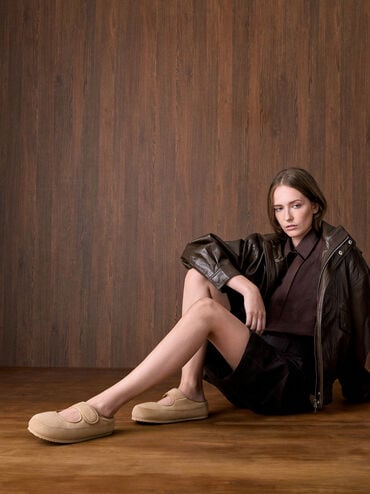 Lumi 仿麂皮刷毛懶人鞋, 柔沙色, hi-res