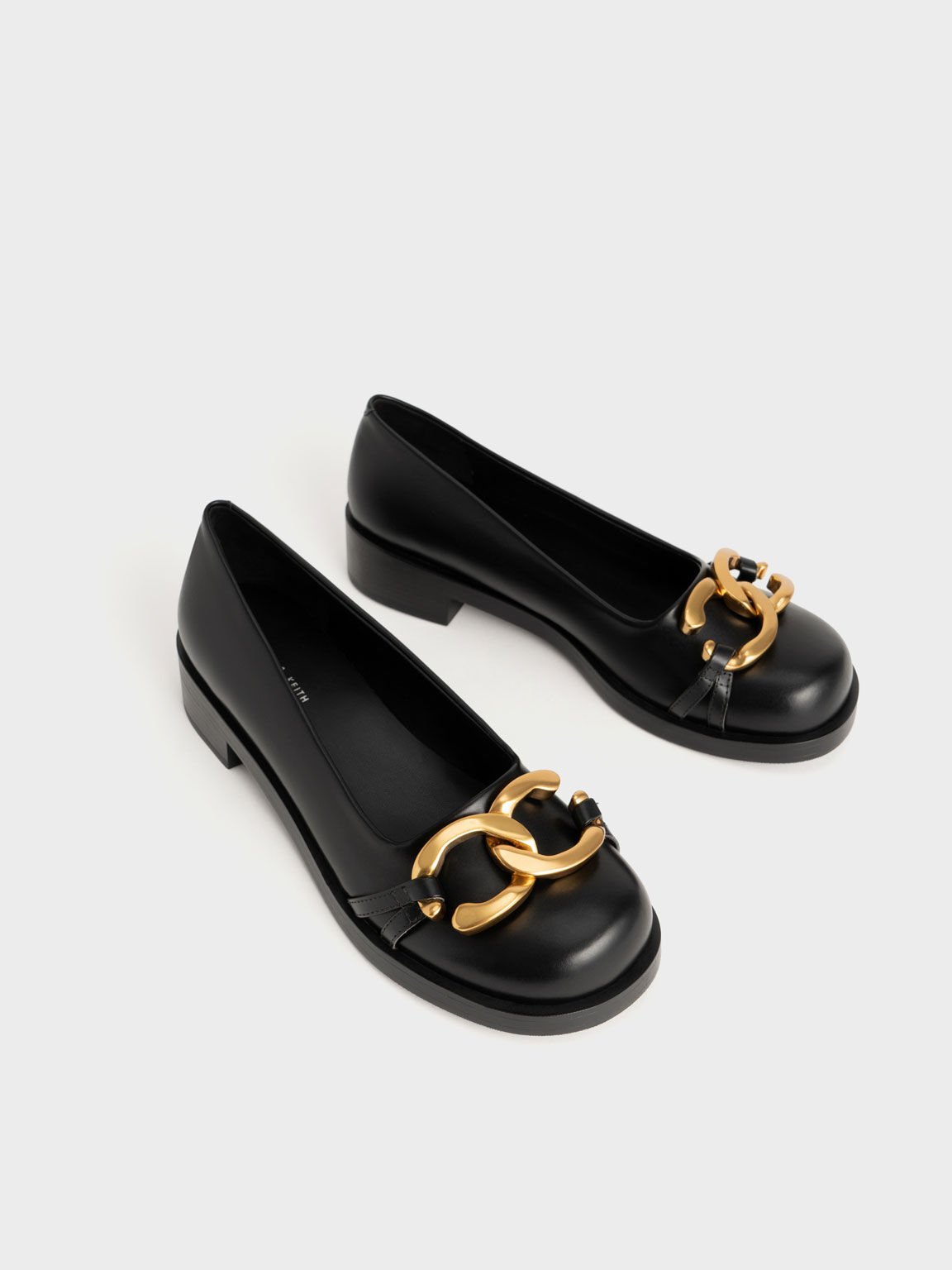 Chunky Metallic Accent Ballerinas, Black, hi-res