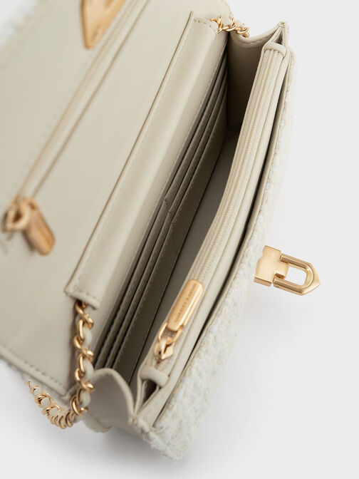 Bolso clutch Cressida con cierre a presión, Blanco tiza, hi-res