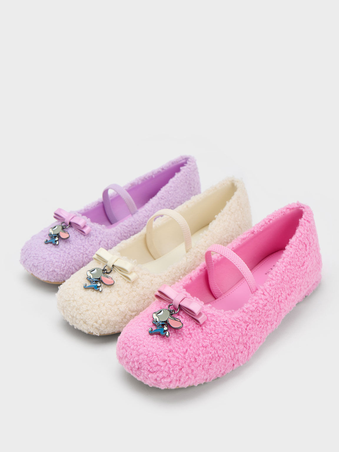 CHARLES & KEITH 迪士尼《優獸大都會》系列：朱迪兒童絨毛芭蕾舞鞋, 石灰白, hi-res