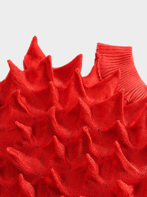 Spike Textured Maxi Skirt, Red, hi-res