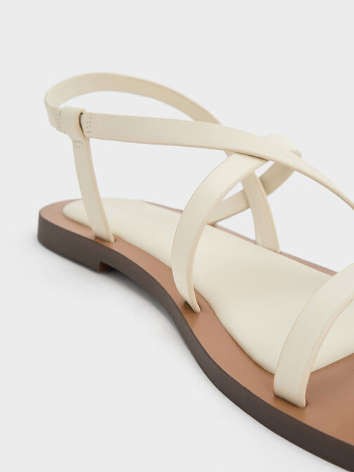 Asymmetrical Strappy Sandals, Chalk, hi-res