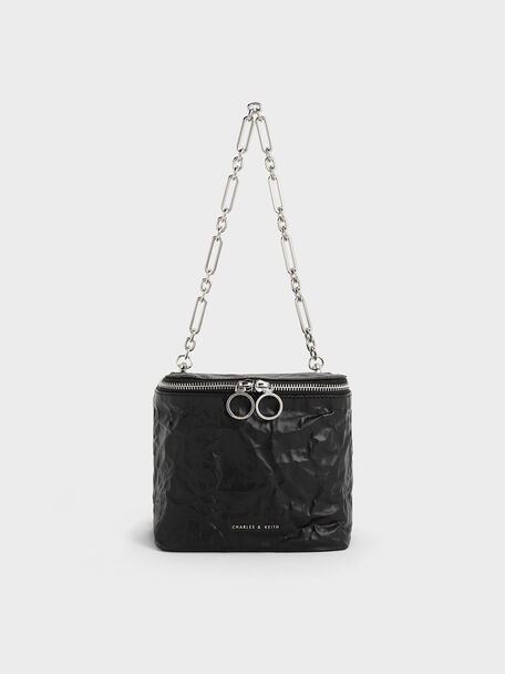 Cyrus Boxy Chain-Handle Bag, Noir, hi-res