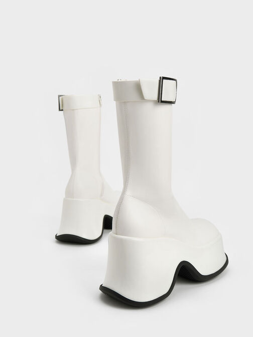 Carlisle Platform Boots, White, hi-res