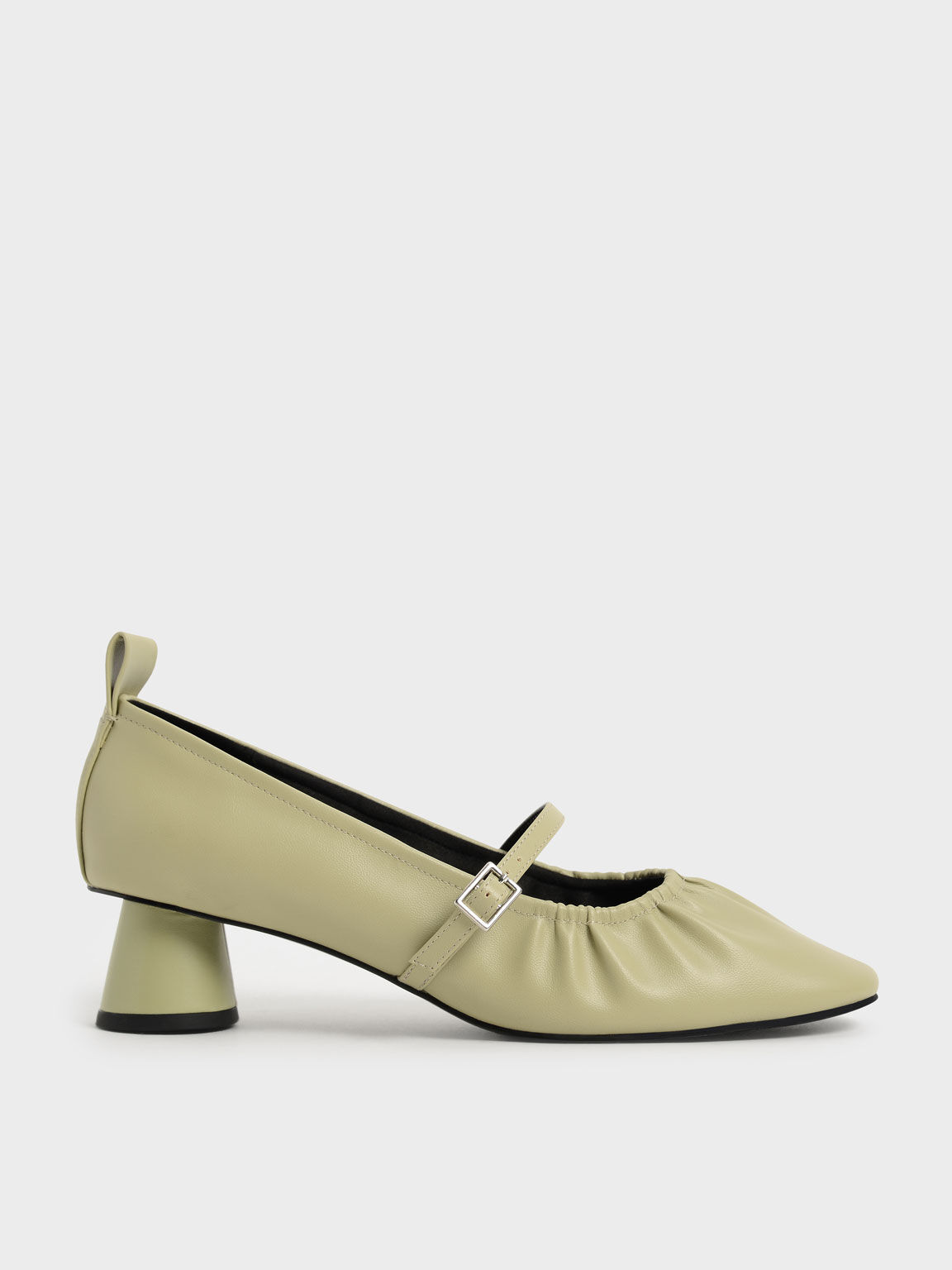 Ruched Mary Jane Pumps, Sage Green, hi-res