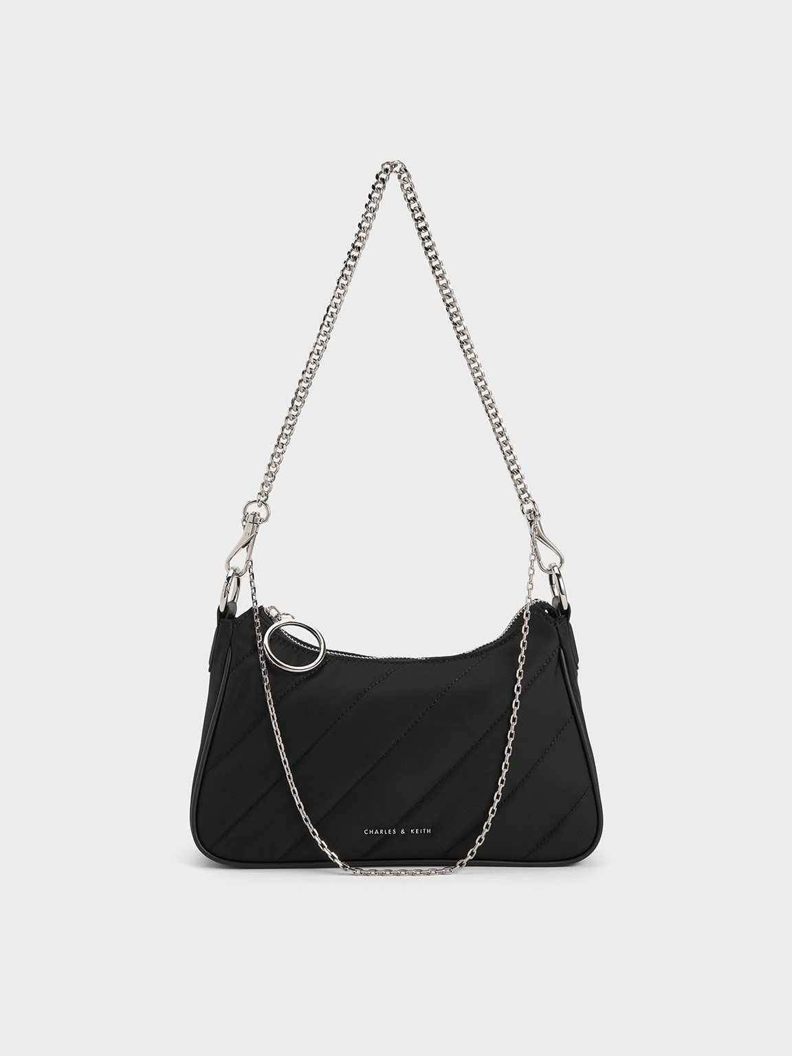 Noir Philomena Nylon Puffy Chain Strap Crossbody Bag CHARLES
