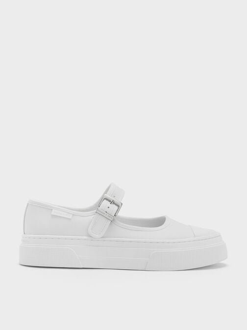 Two-Tone Mary Jane Sneakers, White, hi-res