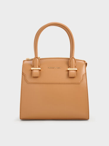 Temmie Structured Tote Bag, Toffee, hi-res